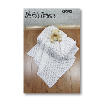 293- Baby Square Shawl Blanket Afghan Knitting Pattern 293