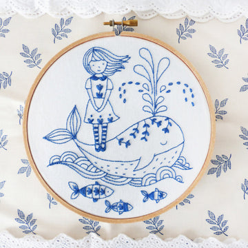 Tamar Girl and a Whale Printed Embroidery Kit - 6in