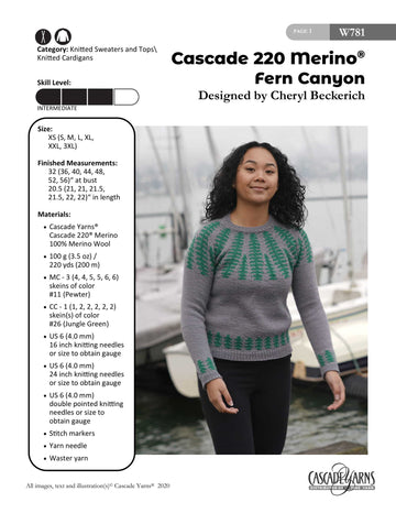 Cascade 220 Merino Fern Canyon in Cascade Yarns - W781 - Downloadable PDF