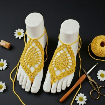 Crochet Barefoot Sandal Pattern PDF + Video Tutorial for Beginners