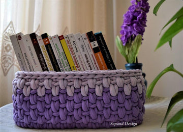 Zpagetti (t-shirt) yarn basket- One Back Loop- Purple