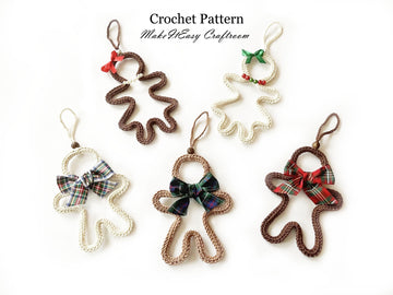 Crochet Gingerbread Ornament Pattern - Gingerbread Boy & Girl, Christmas Tree Decor, Gift Tags