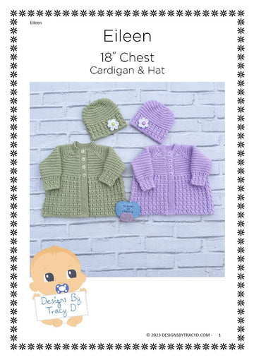 Eileen Cardigan & Beanie Hat 18 inch chest 0-6 mths