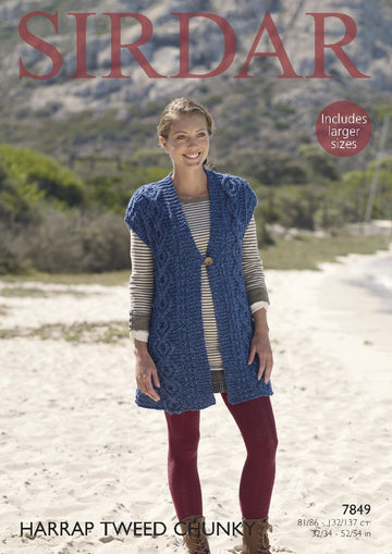 Waistcoat in Sirdar Harrap Tweed Chunky - 7849 - Downloadable PDF
