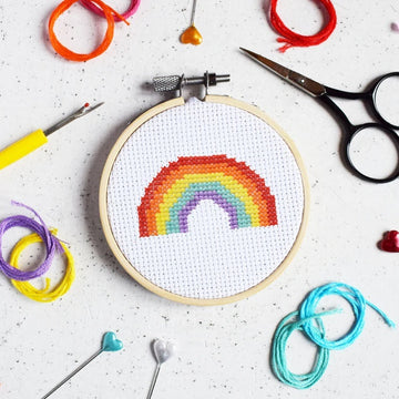 The Make Arcade Rainbow Cross Stitch Kit - 3 Inch