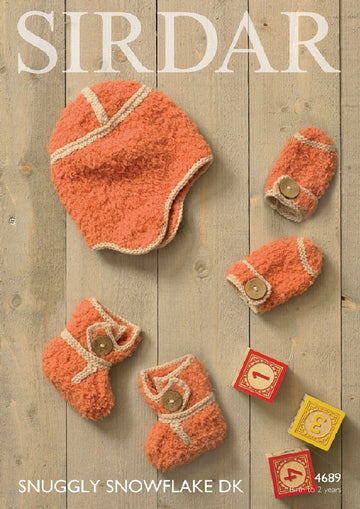 Bootees, Helmet and Mittens in Sirdar Snowflake DK and Snuggly DK - 4689- Downloadable PDF