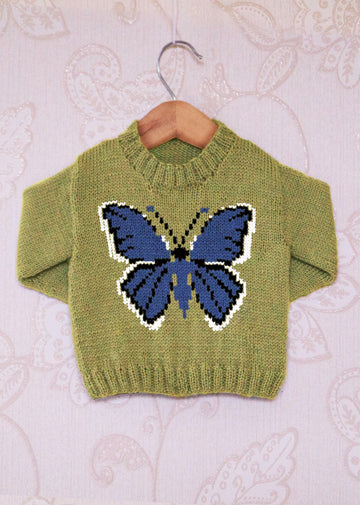Intarsia - Holy Blue Butterfly Chart - Childrens Sweater