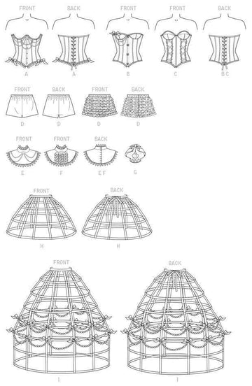 McCall's Corsets, Shorts, Collars, Hoop Skirts and Crown M7306 - Sewing Pattern