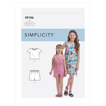 Simplicity Children's & Girls' Top, Shorts, Dress & Romper S9156 - Sewing Pattern