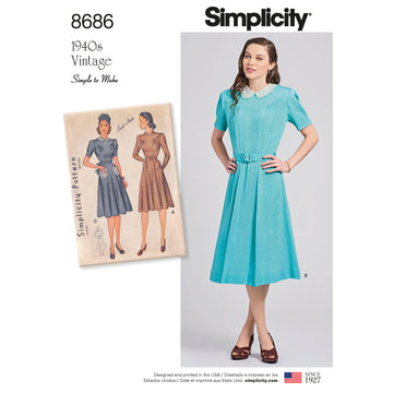 Simplicity 8686 Women's Vintage Dresses - Sewing Pattern