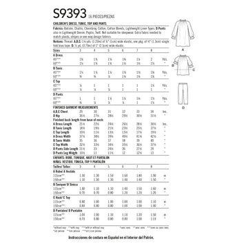 Simplicity Children's Dress, Tunic, Top and Pants S9393 - Sewing Pattern