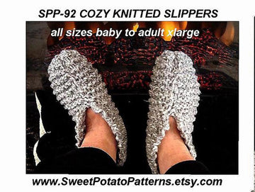Cosy Knitted Slippers All Sizes! | Knitting Pattern by SweetPotatoPatterns