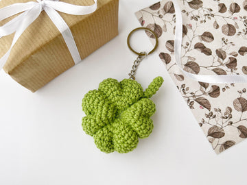 Clover crochet keychain amigurumi pattern Crochet keyring bag charm pattern Crochet car mirror hanging