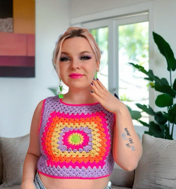 Granny Square Crochet Crop Top