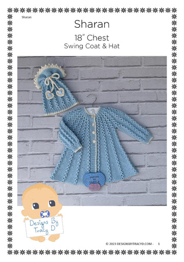 Sharan Baby Swing Coat knitting pattern, 18 inch chest 3-6mths