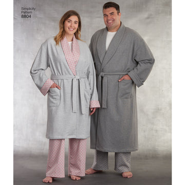 Simplicity 8804 Women's and Men's Robe and Pants - Sewing Pattern