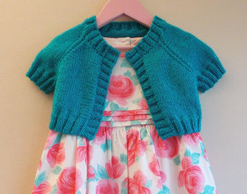Turquoise Sparkle Girl's Short Cardigan / Shrug