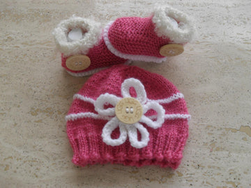 Baby Girl UGG Booties And Hat Set