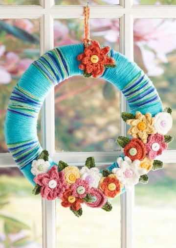 April Flowers Wreath in Red Heart Super Saver Economy Solids and Multis - LW3564
