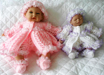 Knitting Pattern, 10&15 inch Dolls clothes, Matinee Coat, leggings, Hat and Shoes