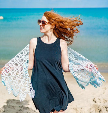 C899-Ocean Mist Filet Crochet Wrap