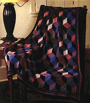 Tumbling Blocks Throw in Lion Brand Wool-Ease Thick & Quick