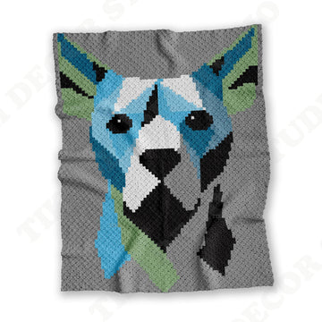 Geometric Dog Face Blanket C2C Crochet Pattern Crystal Boxer Graph