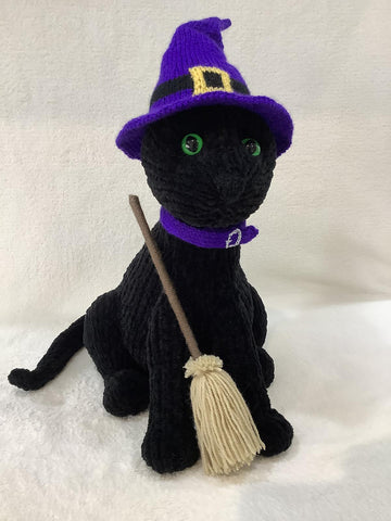 Halloween Black Cat and Broom