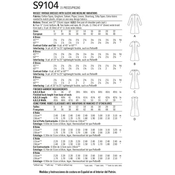 Simplicity Misses' Vintage Dresses With Sleeve & Neckline Variation S9104 - Sewing Pattern