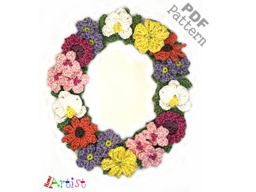 Flower letter O crochet applique pattern