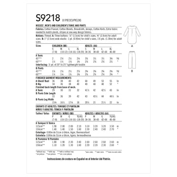 Simplicity Misses', Men's & Children's Tunic & Pants S9218 - Sewing Pattern