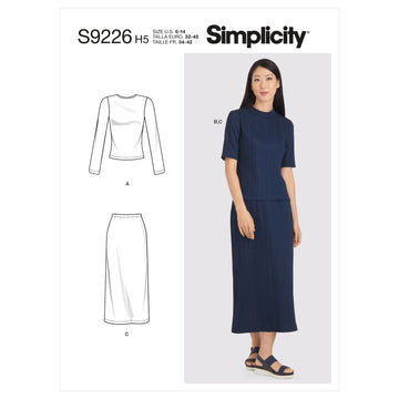 Simplicity Misses' Knit Tops & Skirt S9226 - Sewing Pattern