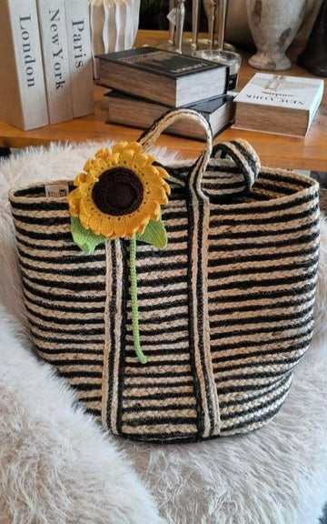 Wild Sunflower Crochet Pattern, Tunisian Flower PDF, Bag Charm Tutorial (14-Page Master Class)