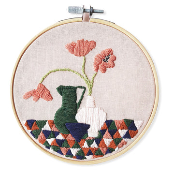 Stitch Happy Geometric Poppies Embroidery Kit - 5in