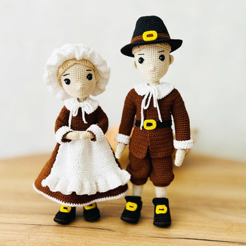 Crochet doll pattern, amigurumi doll, pattern, doll with clothes, Pilgrims