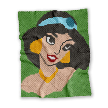 Girl Room Decor Princess Jasmine Throw Blanket Corner-to-Corner C2C Crochet Pattern