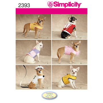 Simplicity Dog Clothes 2393 - Paper Pattern, Size A (XXS-XS-S-M)