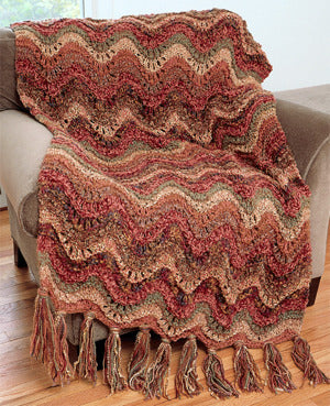 Luxury Throw Knit Pattern in Lion Brand Jiffy and Homespun - 1235A