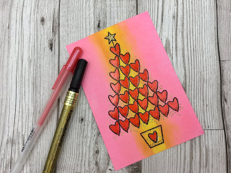 Spread the love this season with this DIY heart Christmas tree card
