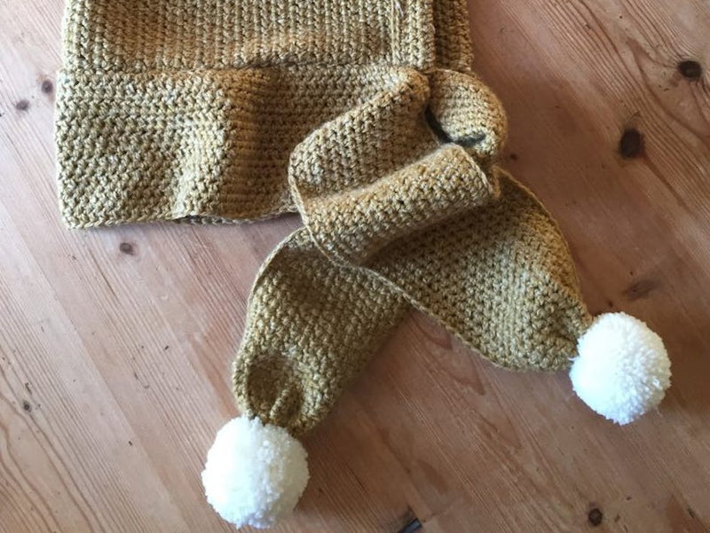 Wrap up warm in a super snuggly hooded scarf
