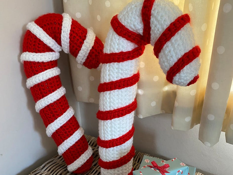 Learn how to crochet the sweetest giant candy cane!