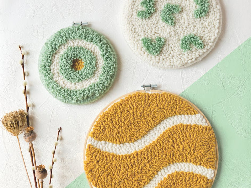 Make this beautiful abstract beginners punch needle trio