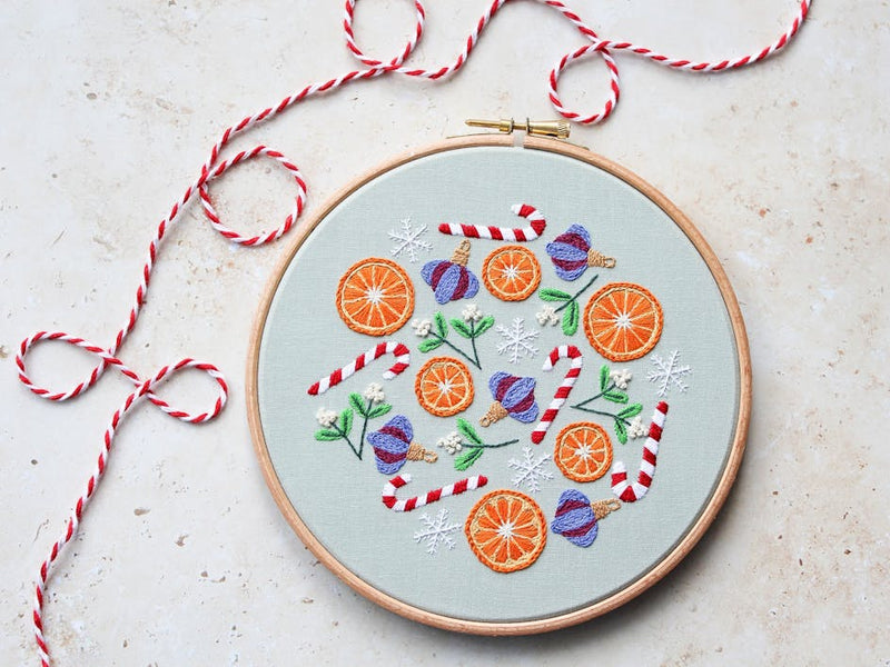 Stitch the sweetest citrus embroidery for Christmas!