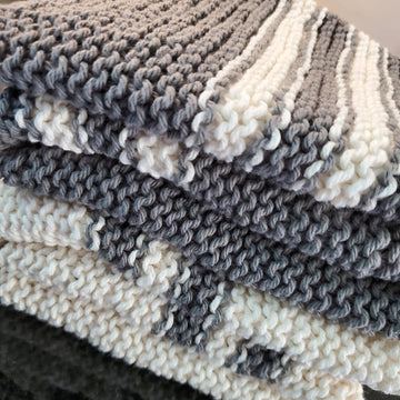 Striped Dish Towel with slipped stitch Edge
