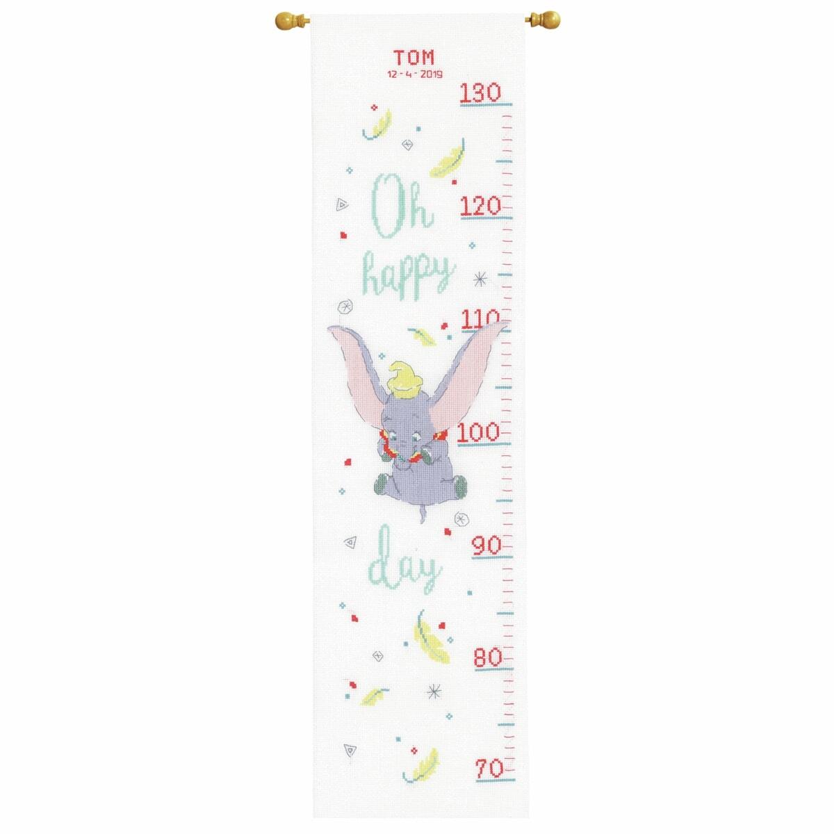 Vervaco Counted Cross Stitch Kit: Disney Dumbo Oh Happy Day Height Chart - 18 x 70cm