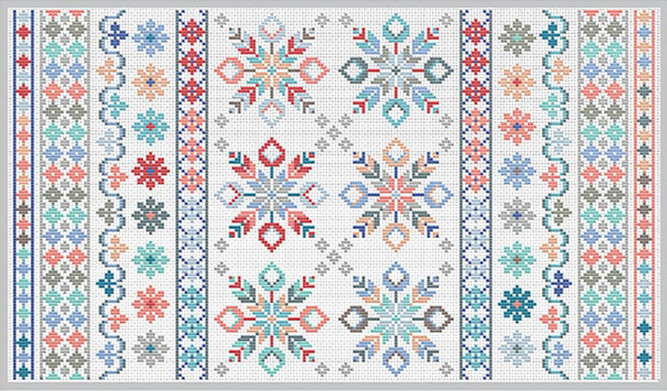 Riverdrift House Tulip Star Pastel Cross Stitch Kit - 39.5 x 22.5 cm