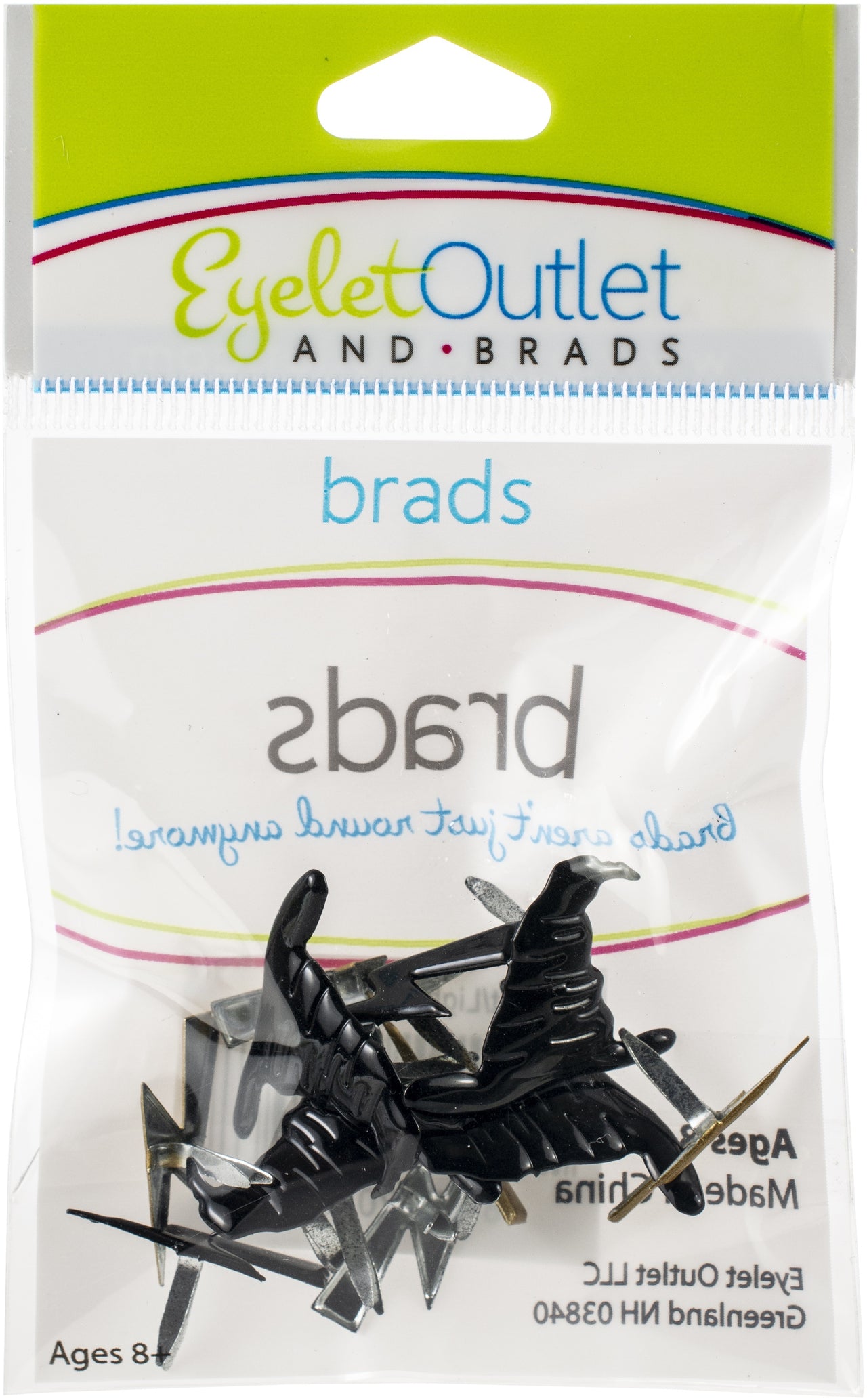 Eyelet Outlet Shape Brads 12/Pkg - Hat & Lightning Bolt