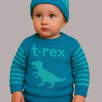 T-Rex Baby Sweater and Hat