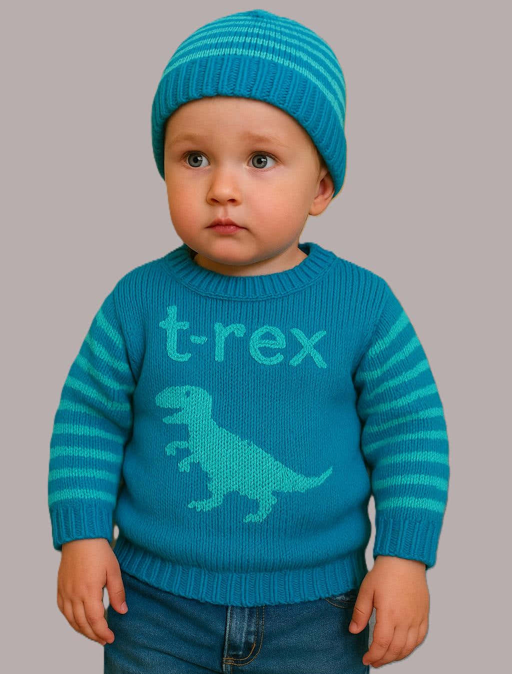 T-Rex Baby Sweater and Hat
