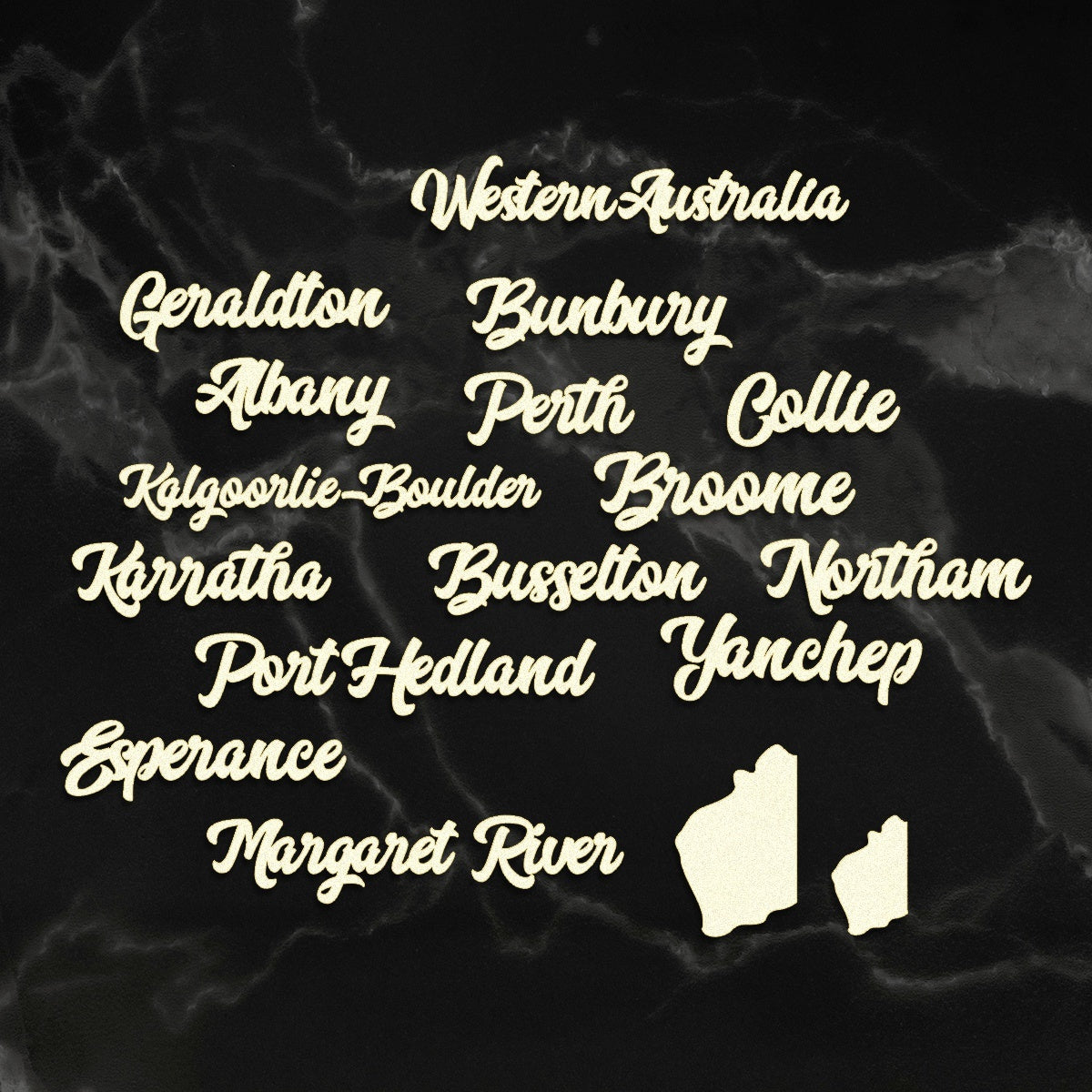 Artdeco Creations Sunburnt Country Laser Cut Coasterboard Sentiments - Western Australia Cities